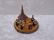 5 x Kurrende Sternsinger Holz Figuren mit Kirche Erzgebirge Handmade - Vintage