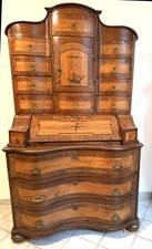 Kirchlicher Barock Tabernakel Sekretär 18.Jhd Eiche Intarsien Jesu am Kreuz -rar