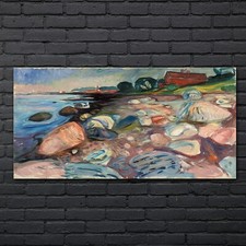 Ufer mit rotem Haus 140x70