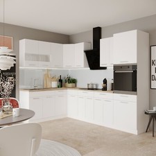 Küchenzeile Eckküche Winkel Küche Einbauküche ALINA Weiß Matt 180x280 cm