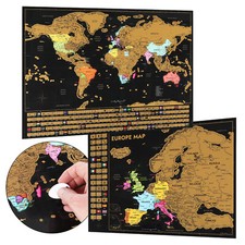 Weltkarte zum Rubbeln inkl. Europakarte - Scratch Map Wandposter 61x43 cm
