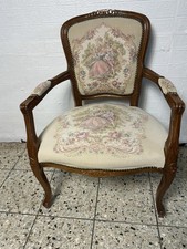1X  Sessel Stuhl Armlehnstuhl Chippendale Shabby Schreibtischstuhl 60er Gobelin.