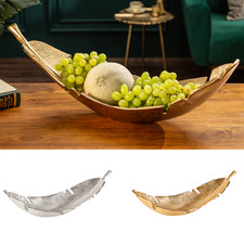 Deko Schale SILVER/GOLD LEAF - 62cm  - FARBWAHL - Blattdesign - Schmuckschale