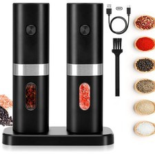 2x Elektrische Pfeffermühle Salzmühle Gewürzmühle USB Aufladbar Profi Mühlenset