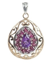 Schmuck Anhänger Silber 925er bicolor Amethyst Rhodolith 3,56ct Ä5310