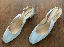 LUCA GROSSI Damen Sling-Pumps, silber, Voll-Leder, Gr. 41,5, wNeu!