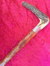 sehr schöner, sehr alter Spazierstock , Gehstock , Holz mit Hirschhorn - Griff