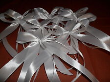 10 Antennenschleifen, Deko Schleifen, Hochzeit, Autoschmuck,- Türschmuck - weiß 