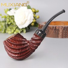 MUXIANG Briar Freehand Tabakpfeife Rustic Smoking Pipe Rusticated Ebonite Stiel