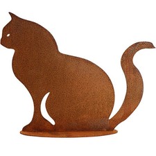 Katzen Deko Rost Metall Skulputur 25 x 32 cm Gartendeko Figur Katze Wohndeko