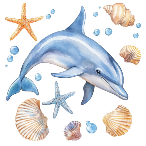Wandtattoo aufkleber delphin - aufkleber,