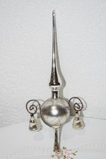 Alte Christbaumspitze Lauscha Baumspitze Silber 2 Glocken leonischer Draht Nr 51