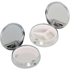 Metall Pillendose 2 Stück Klein Rund, Kleine Unterwegs Pillendose Metall, Tablet