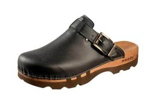 Woody Lukas Herren Clogs Pantolette Holzschuh Leder Schwarz Gr 40-50