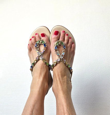 Sandalette NEU von Konstantin Starke Leder Gr. 37 NP 199€ mit tollen Kristallen