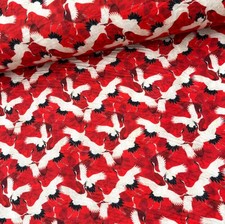 Stoff Baumwollstoff 50cm Meterware Patchworkstoff Kranich-Motiv Japanischer Stil