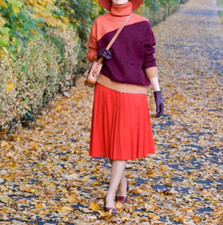 Trachten Rock gr.34-36 vintage Tomaten rot  mit Wolle mit Futter