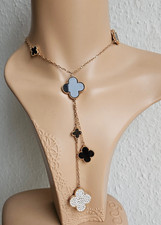 Damen Kleeblatt Halskette 18K Vergoldet Titanstahl Schmuck