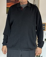 Schwarzer Herren Polo Strickpulli von Claudio Campione Gr. M