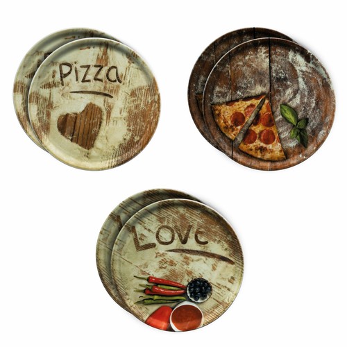 6er set pizzateller - set, oliven-