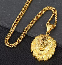 Neue Stil Tier Lange Haare Löwenkopf Anhänger Halskette für Männer Mode Schiebe