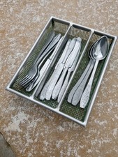 Altes Metall-Besteck+Kasten- Kinderküche-Kaufladen-Deko-Puppen