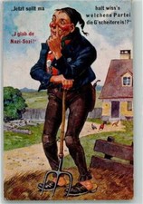 39900335 - Bayer in Tracht bei der Feldarbeit macht sich Gedanken ueber Politik