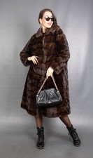 7567 GLAMOURÖSER ECHTER SAGA NERZ MANTEL LUXUS PELZ JACKE LANG PELZ WUNDERSCHÖN GR L