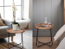 Couchtisch mit Metallgestell Schwarz, Beistelltisch für Sofas, Wohnzimmeritsche