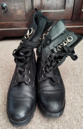 Schwarze biker damenstiefel - schwarze,