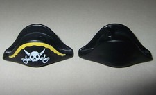 14721, 2x Hut, Zweispitz (mit 1 Loch), Pirat, schwarz, bedruckt