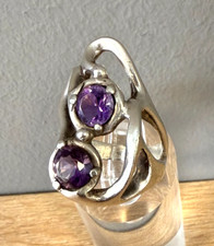 Schöner Ring Silber 925 (Mexico) Gr.54 mit lila Steinen in geschwungenen Formen