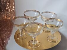 5 x Murano Medici Sektschale, Eisbecher mit Goldrand und Ätzdekor Gläser