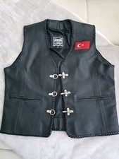 LEDERWESTE KUTTE MOTORRAD BIKER Vest CHOPPER LEDER WESTE mit TÜRKEIFLAGGE
