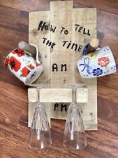 Rustikales Tassenregal Getränke Glas Halter Recycling Pellet Holz.