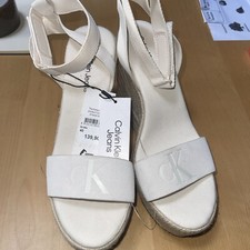 Calvin Klein Sandale Sandalette Pantolette Wedge Damen Beige EU 40 US 9