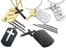 ID Dog Tag + Kreuz Anhänger +