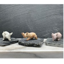 3 Speckstein Nashörner Afrika Deko Nashorn Figuren Skulptur Dekoration klein