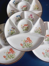 4 Fondue-Teller mit Blumen