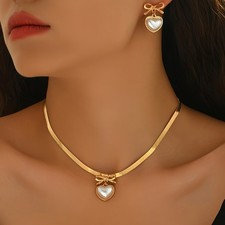 🌸 Herz Schmuckset Perlmutt