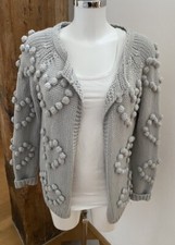 Italy Strick Jacke Herz Bommel zu Jeans Hose Gr. 36/38/40