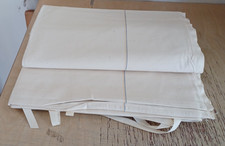 1 schöner alter Maschinen Leinen Bettbezug blau gelb Streifen 2,05m x 1,40m NR1