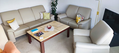 Tlg couchgarnitur leder - 3-tlg.,
