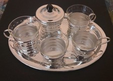 4 Vintage Teegläser, Tablett und Zuckerdose DDR