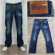 REPLAY Jeans BEID MV 973 W32/L36 Relaxed Straight Fit Dark Denim Stone Washed