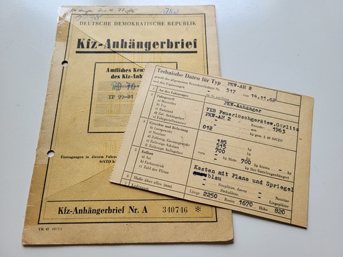 Kfz anhängerbrief - kfz,