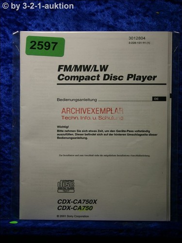 Sony bedienungsanleitung cdx - sony,