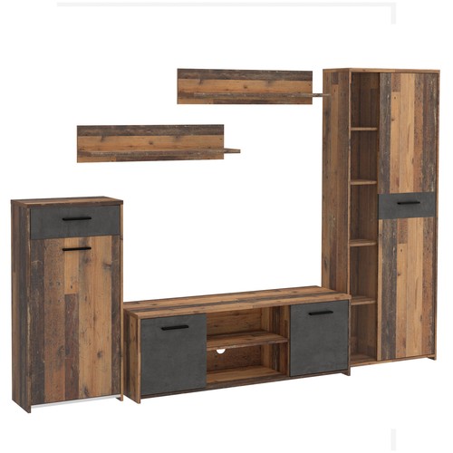 Teilige wohnwand old wood - wohnwand,