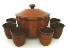 ST. Saint Clement Provencal Bowle Topf 6 Becher Art Deco Frankreich