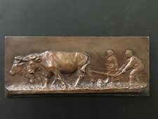 Bildhauer Jacob Pleßner Bronze- /Kupferrelief  (?) Wandrelief Platte Berlin 1908